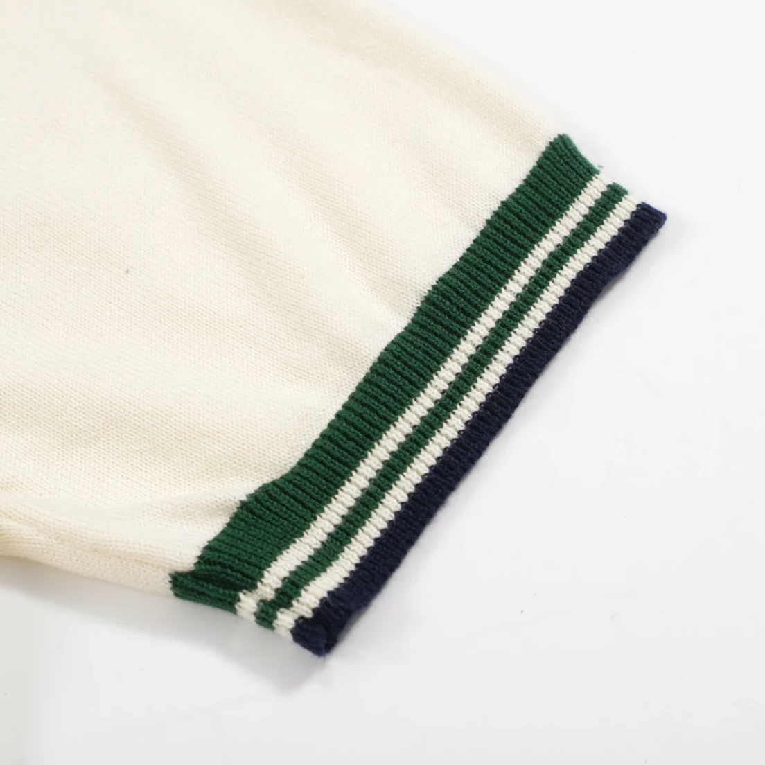 The Premium Courtside Knit Polo - Cream & Green