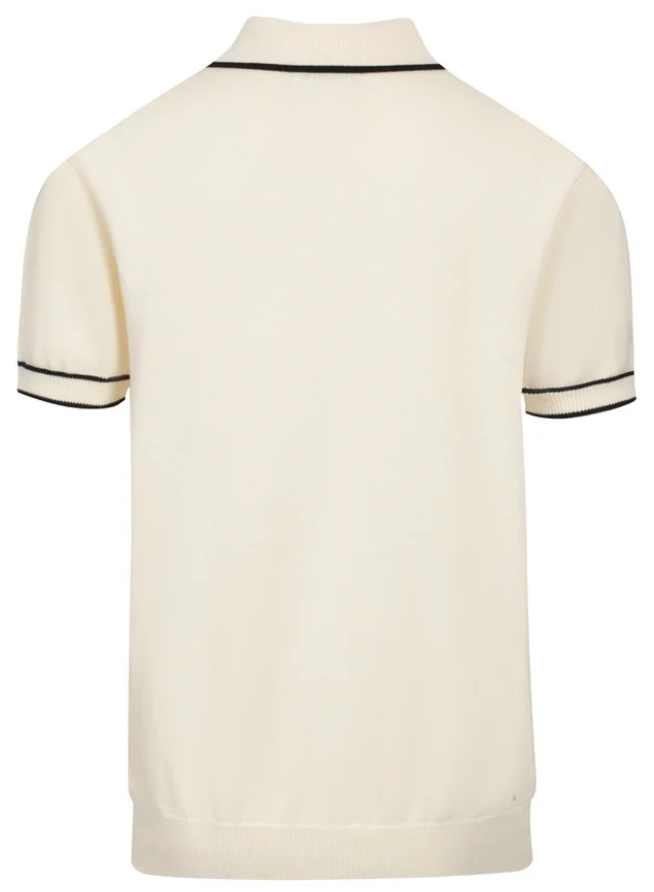 The Premium Salvador Knit Polo - Cream & Black