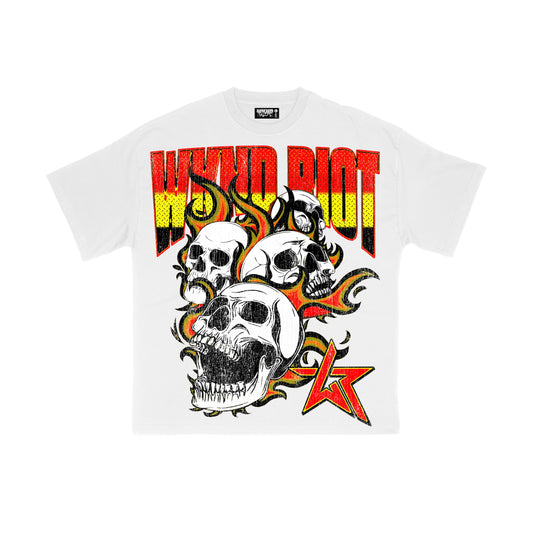 WKND Riot Triple Skull Vintage Oversized Tee - White