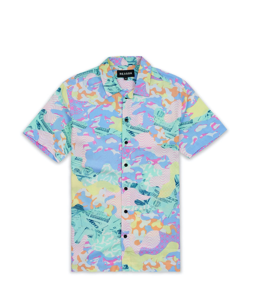 Reason Psychedelic Short Sleeve Button Down Shirt