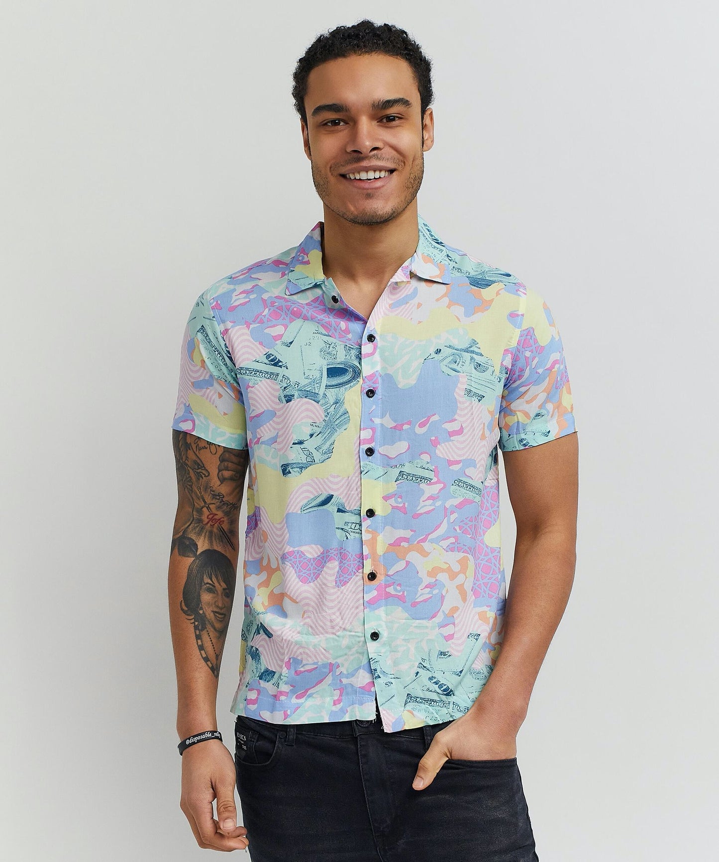 Reason Psychedelic Short Sleeve Button Down Shirt