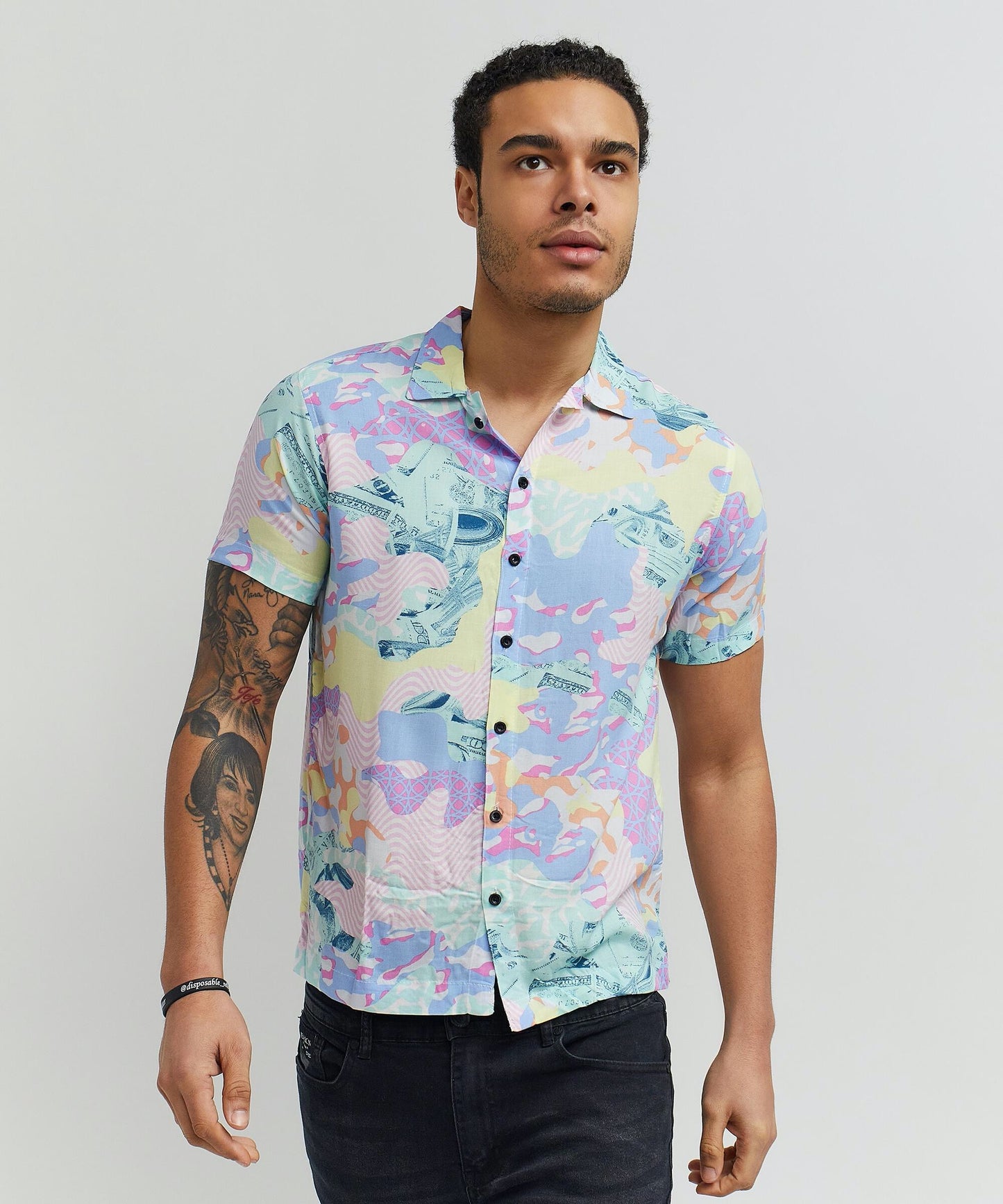 Reason Psychedelic Short Sleeve Button Down Shirt