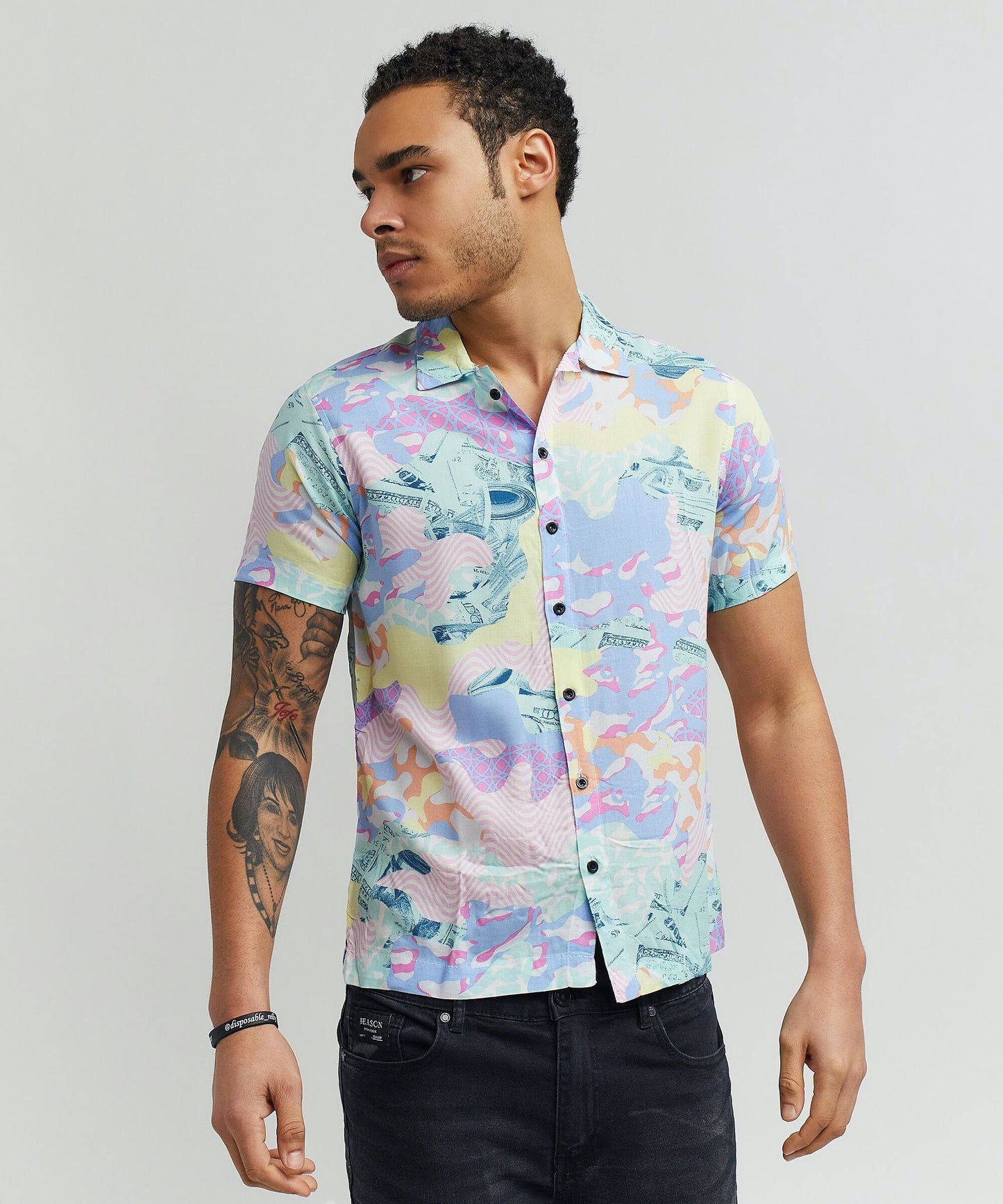 Reason Psychedelic Short Sleeve Button Down Shirt