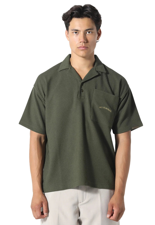Pas De Monaco Waffle Polo - Hunter Green
