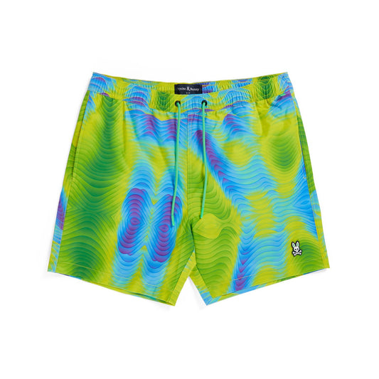 Psycho Bunny Mens Montgomery All Over Print Swim Shorts - Banana