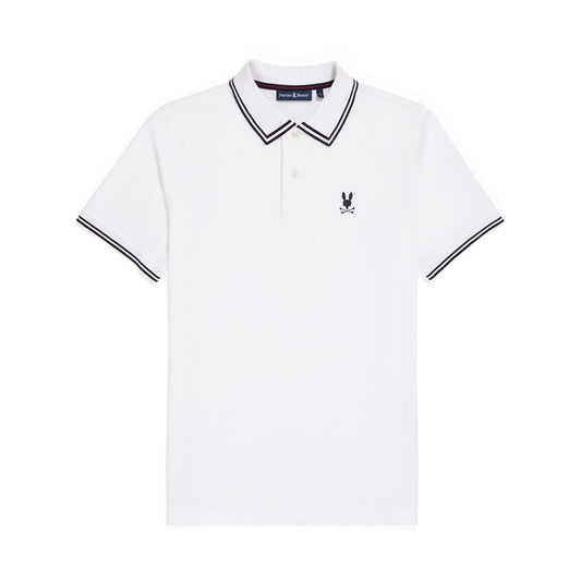 Psycho Bunny Mens Lambert Pique Polo - White