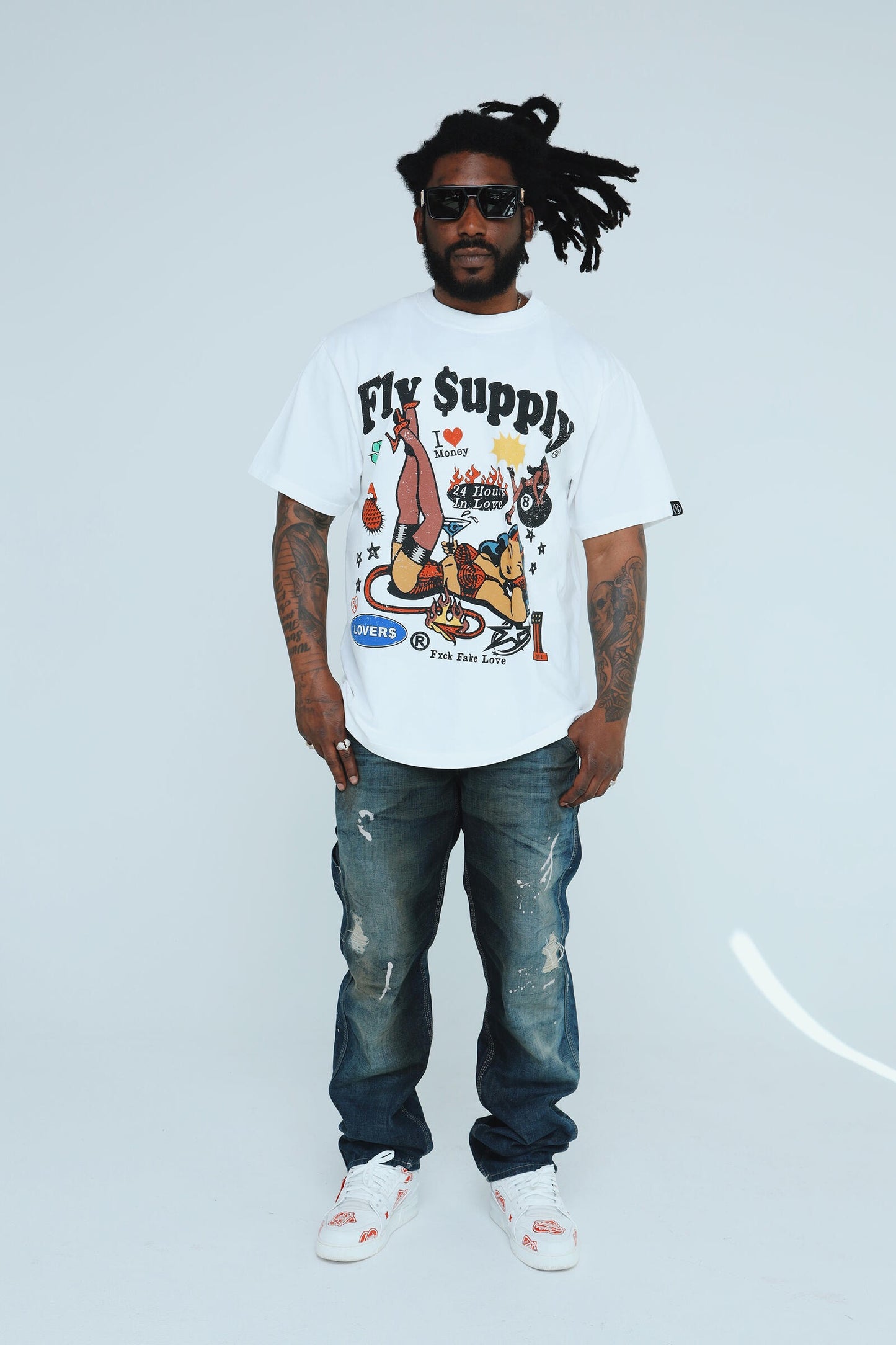 Fly Supply 24HRS in Love Tee - White