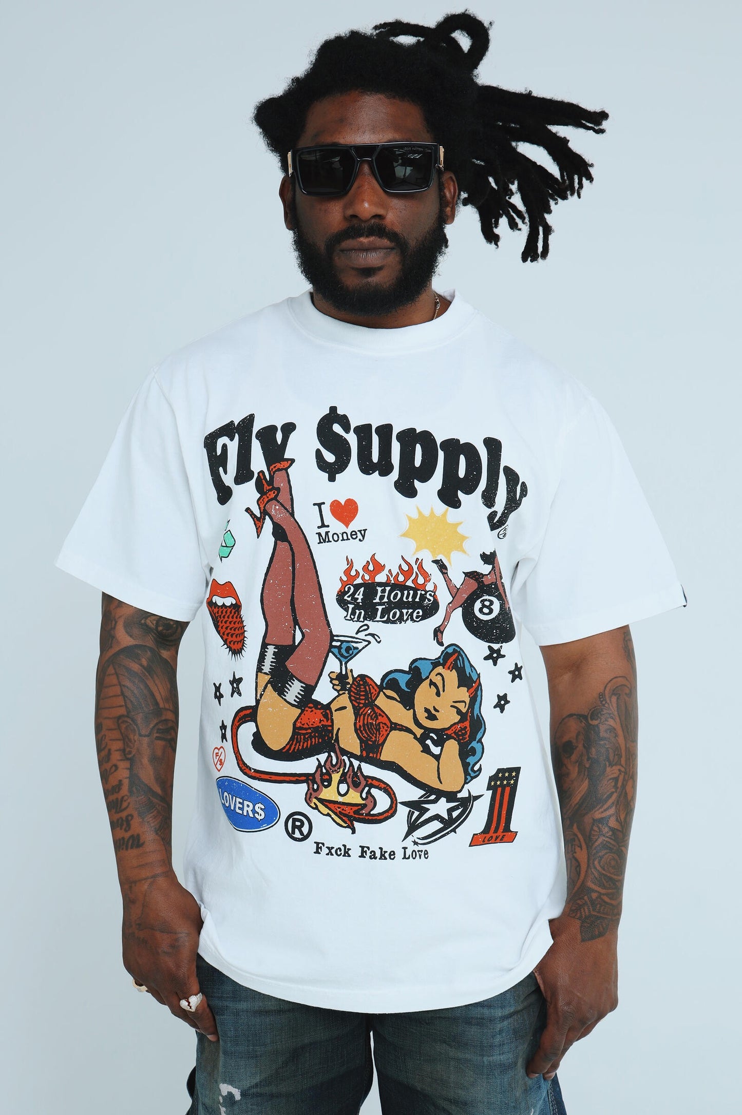 Fly Supply 24HRS in Love Tee - White