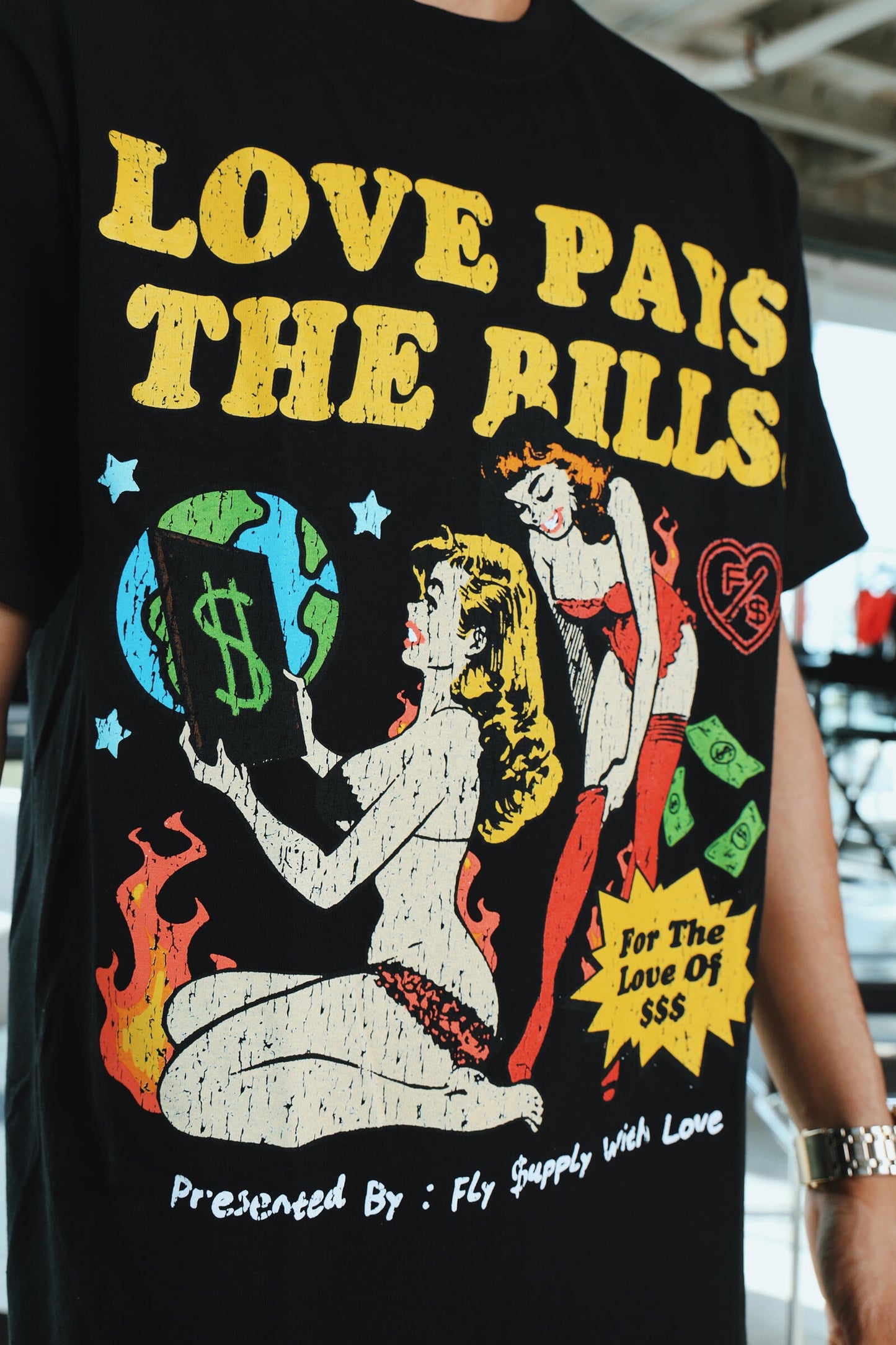 Fly Supply Love Pays Tee - Black