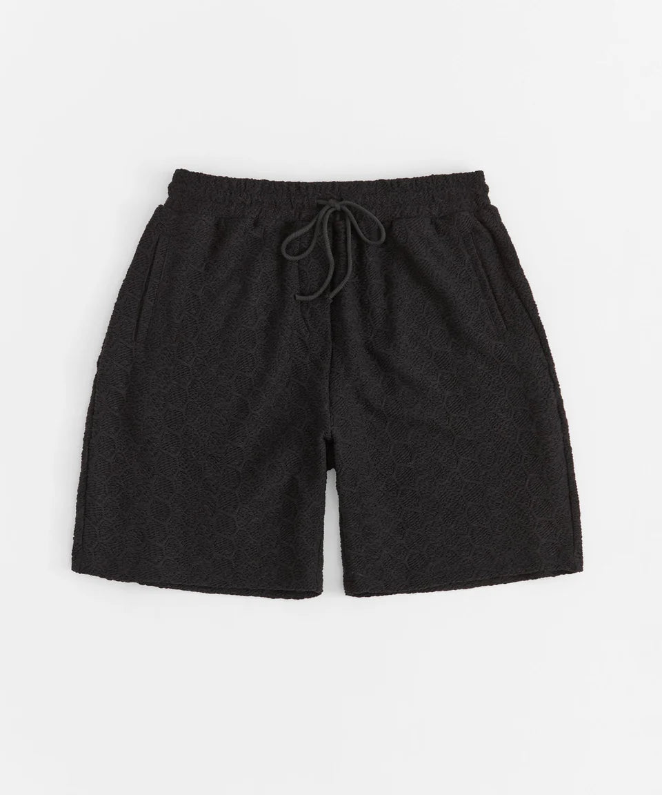 Reason Jacquard Textured Knit Shorts - Black