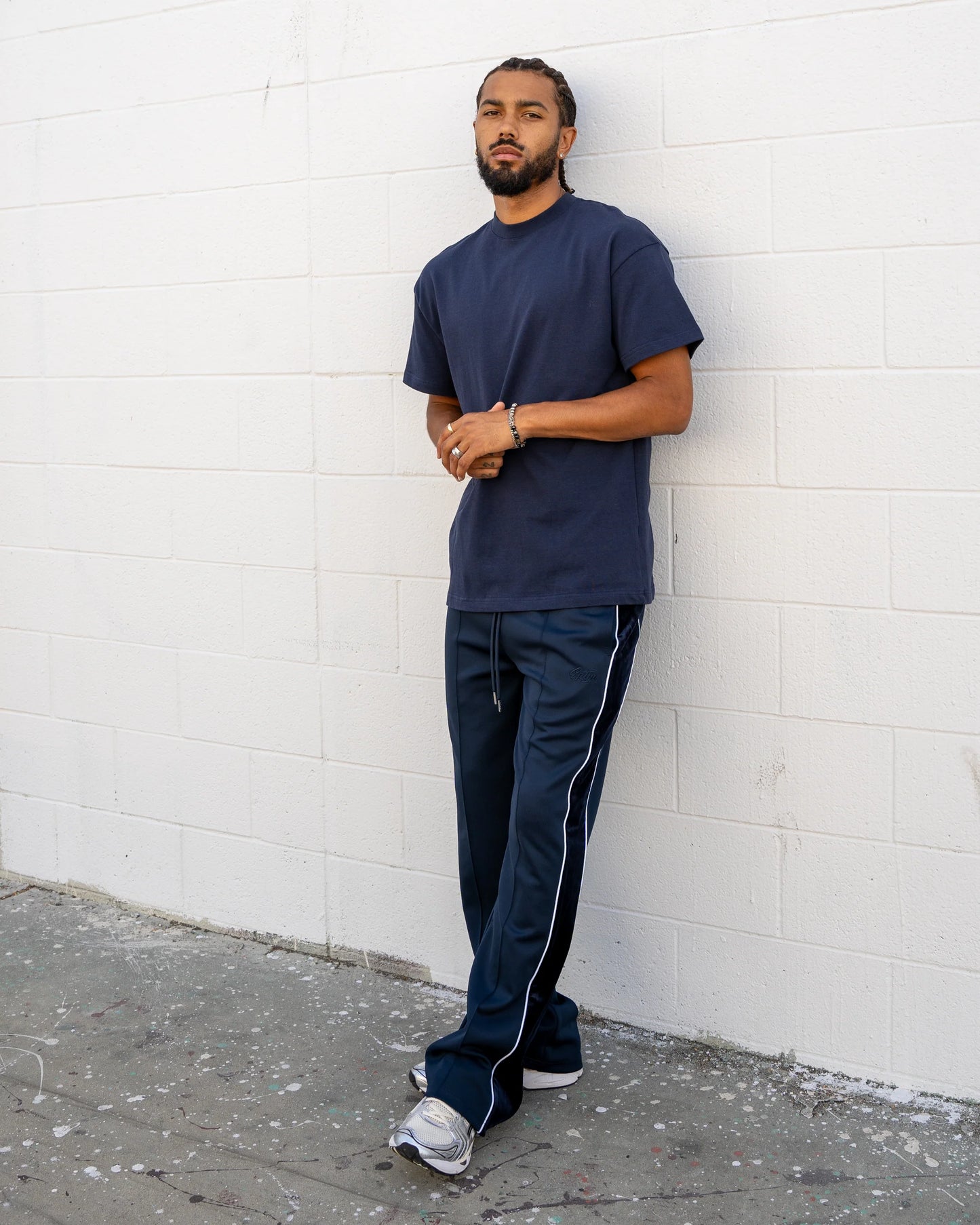 EPTM Velour Piping Track Pants - Navy