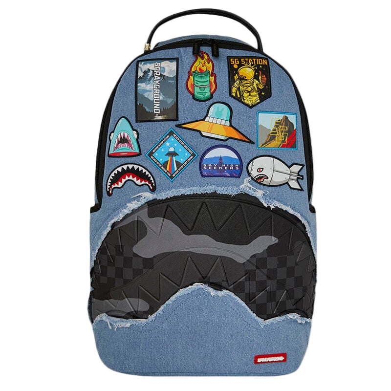 Sprayground Denim Tear 3AM Patches Deluxe Backpack