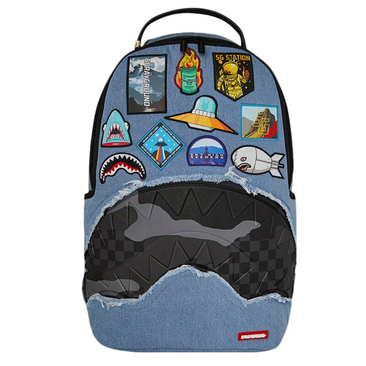 Sprayground Denim Tear 3AM Patches Deluxe Backpack