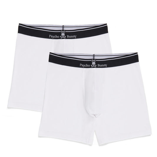 Psycho Bunny Mens 2 Pack Knit Boxer Briefs - White