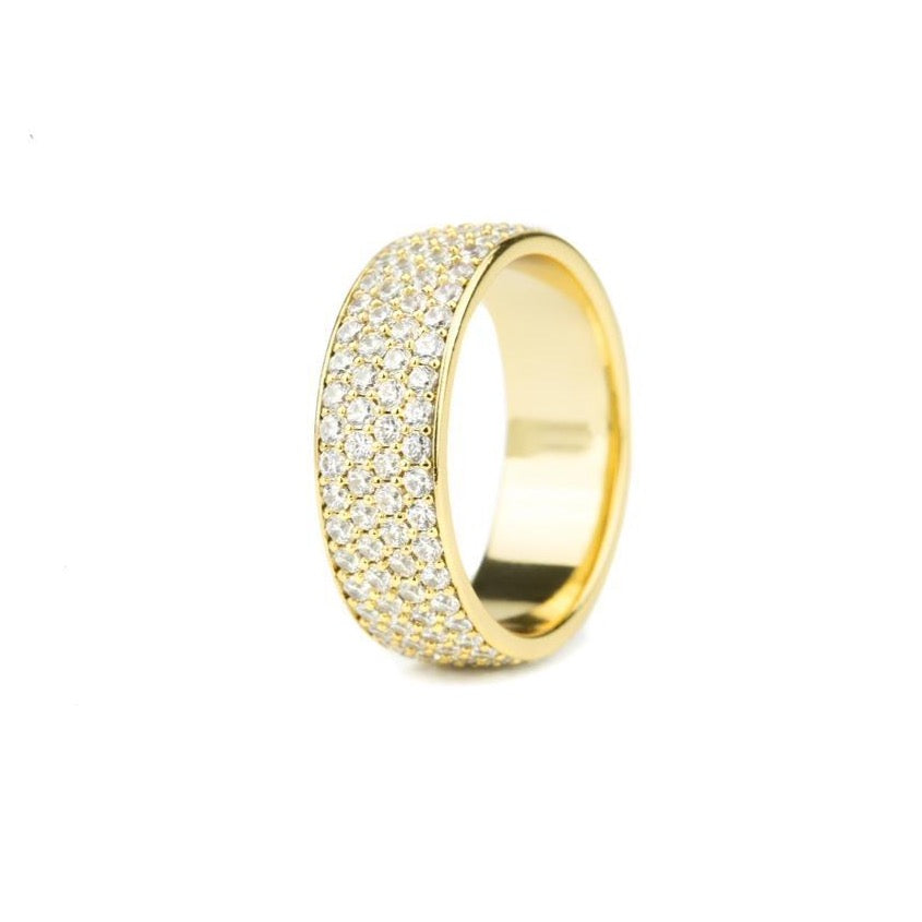 Gold Gods 4 Row Micro Diamond Eternity Ring Gold