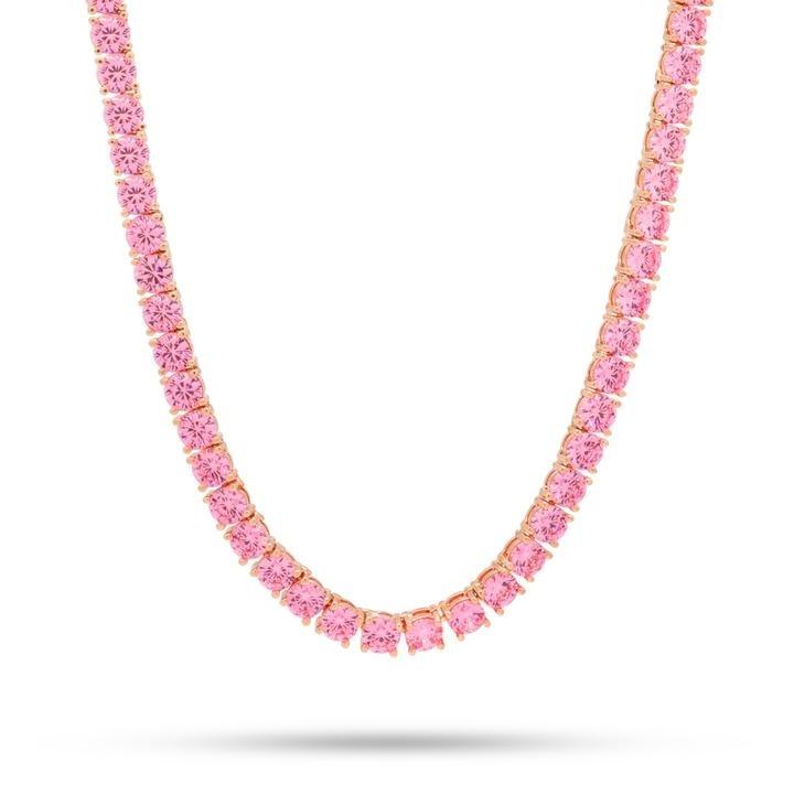 King Ice 5mm Pink CZ Single Row Tennis Chain