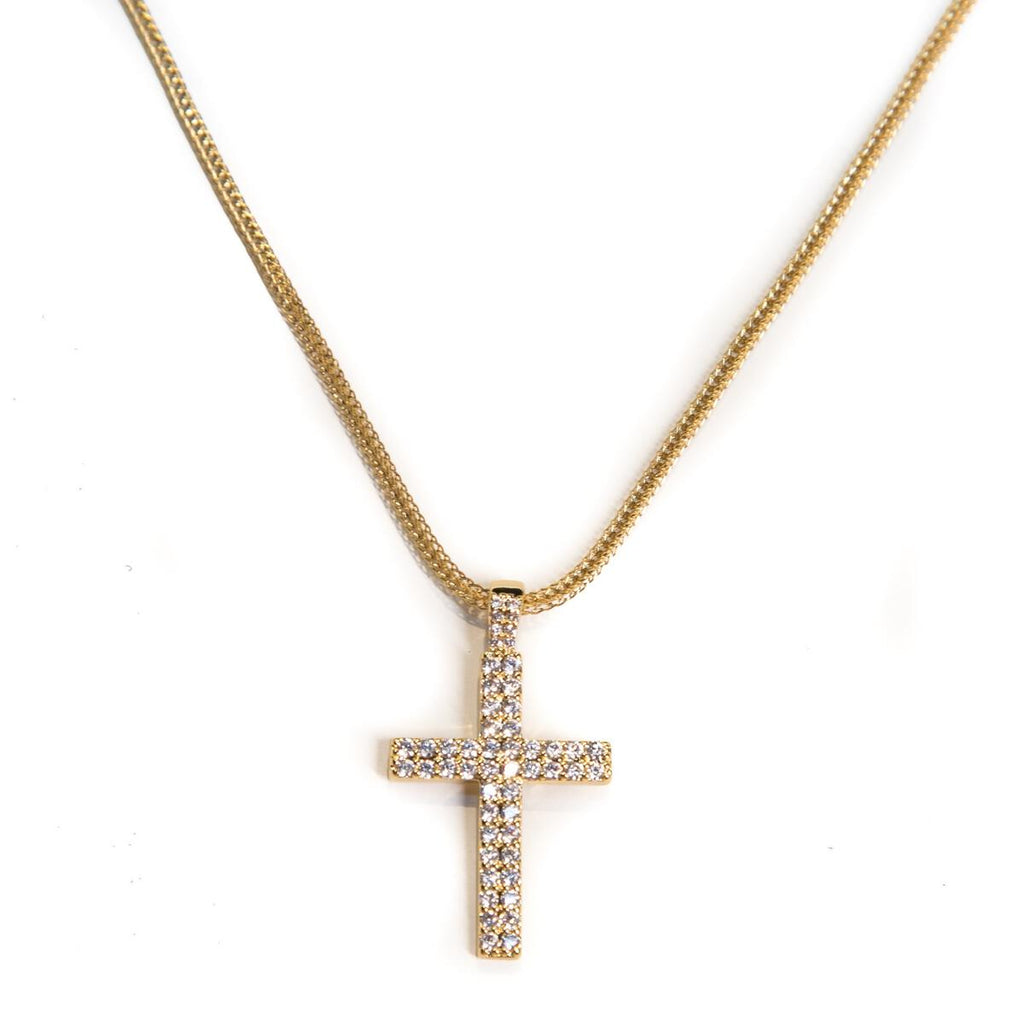 Golden Gilt Cross - Double Row Necklace