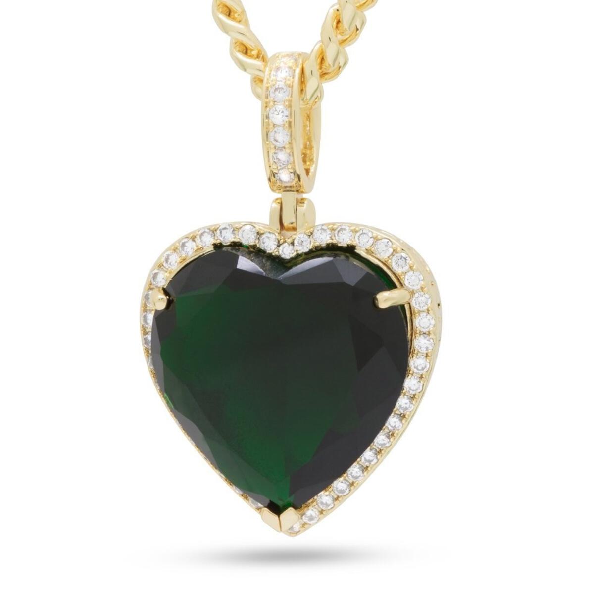 King Ice Green Emerald Heart Necklace