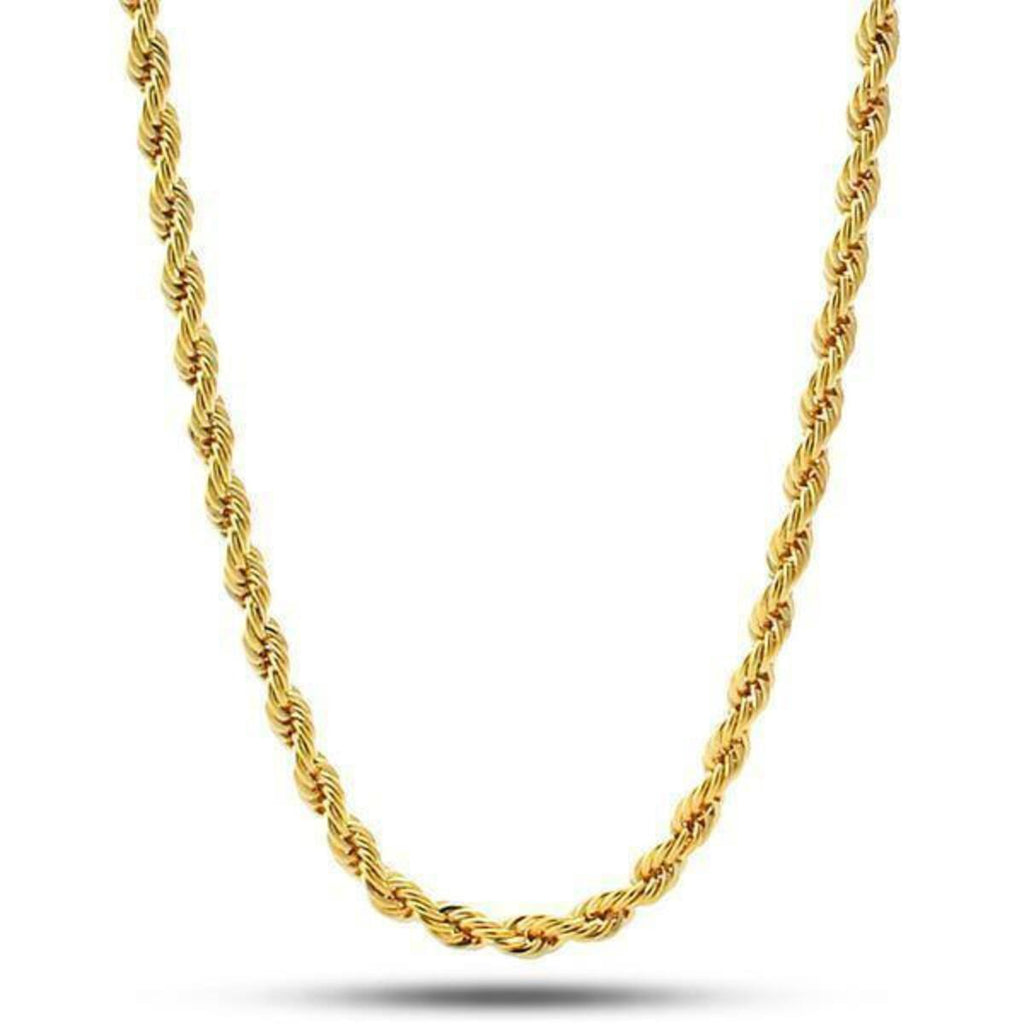 King Ice 4mm 14K Gold Stainless Steel Rope Chain