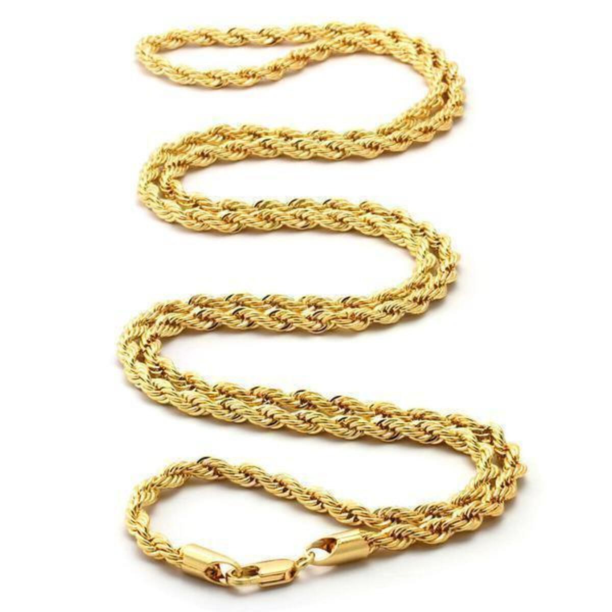 King Ice 4mm 14K Gold Stainless Steel Rope Chain