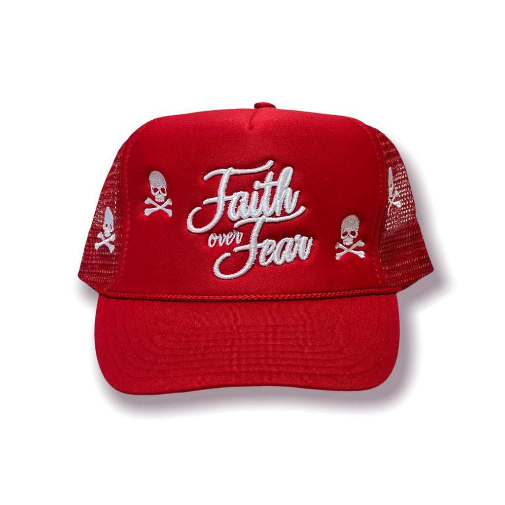 Dropout Faith Over Fear Trucker Hat - Red