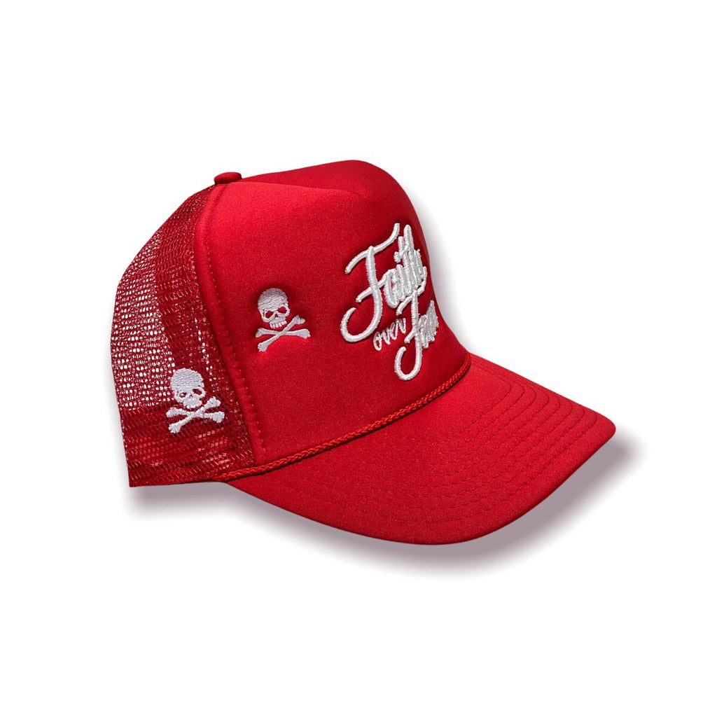 Dropout Faith Over Fear Trucker Hat - Red