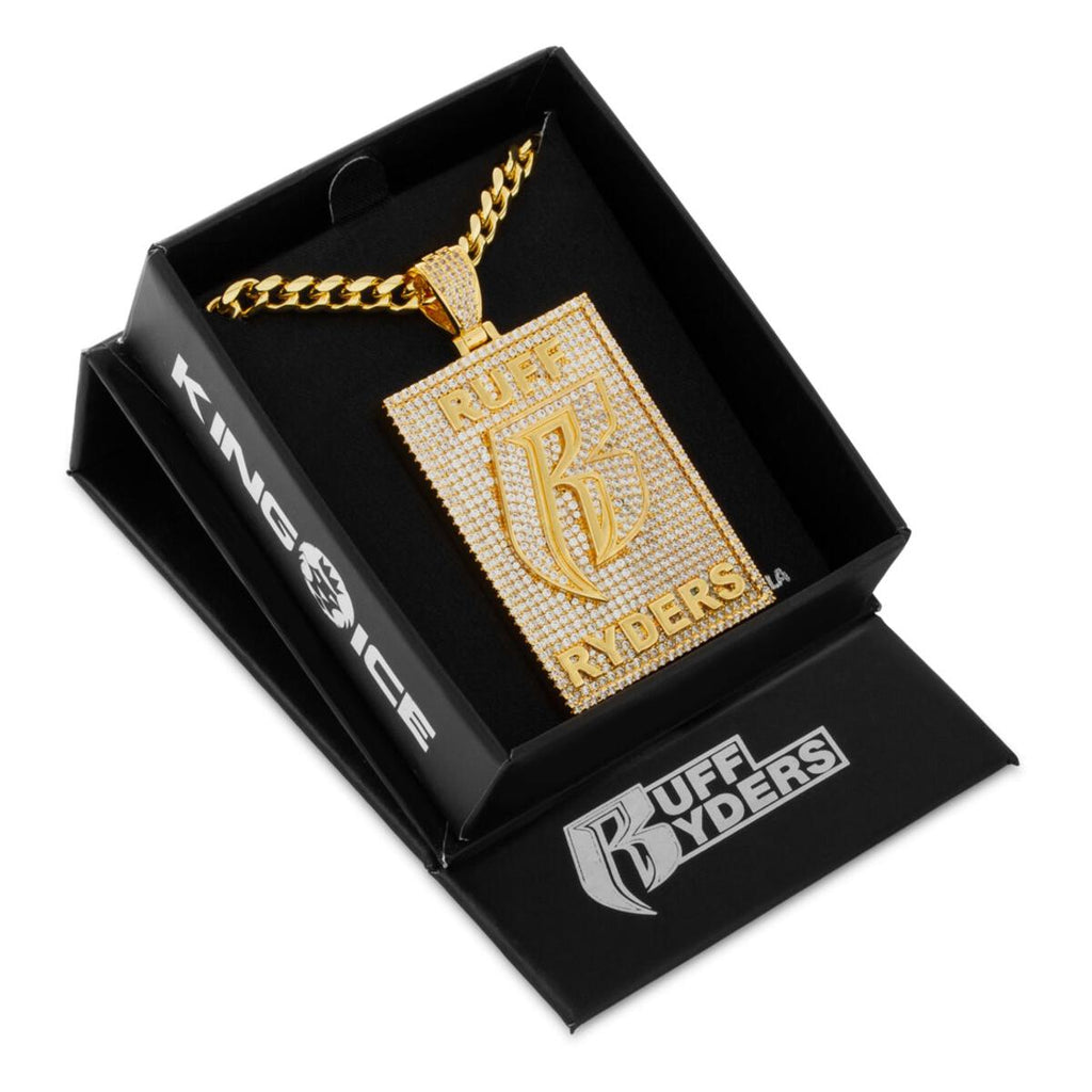 King Ice 14KT Ruff Ryders x King Ice - Dog Tag Logo Necklace