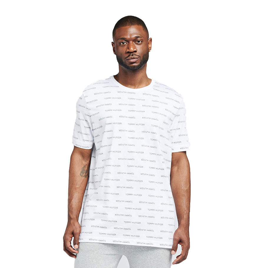 Tommy Hilfiger Mens All Over Print Logo Tee - White