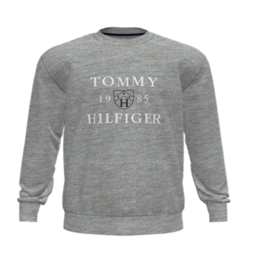 Tommy Hilfiger Mens L/S 1985 Crew Neck Sweatshirt - Grey Heather