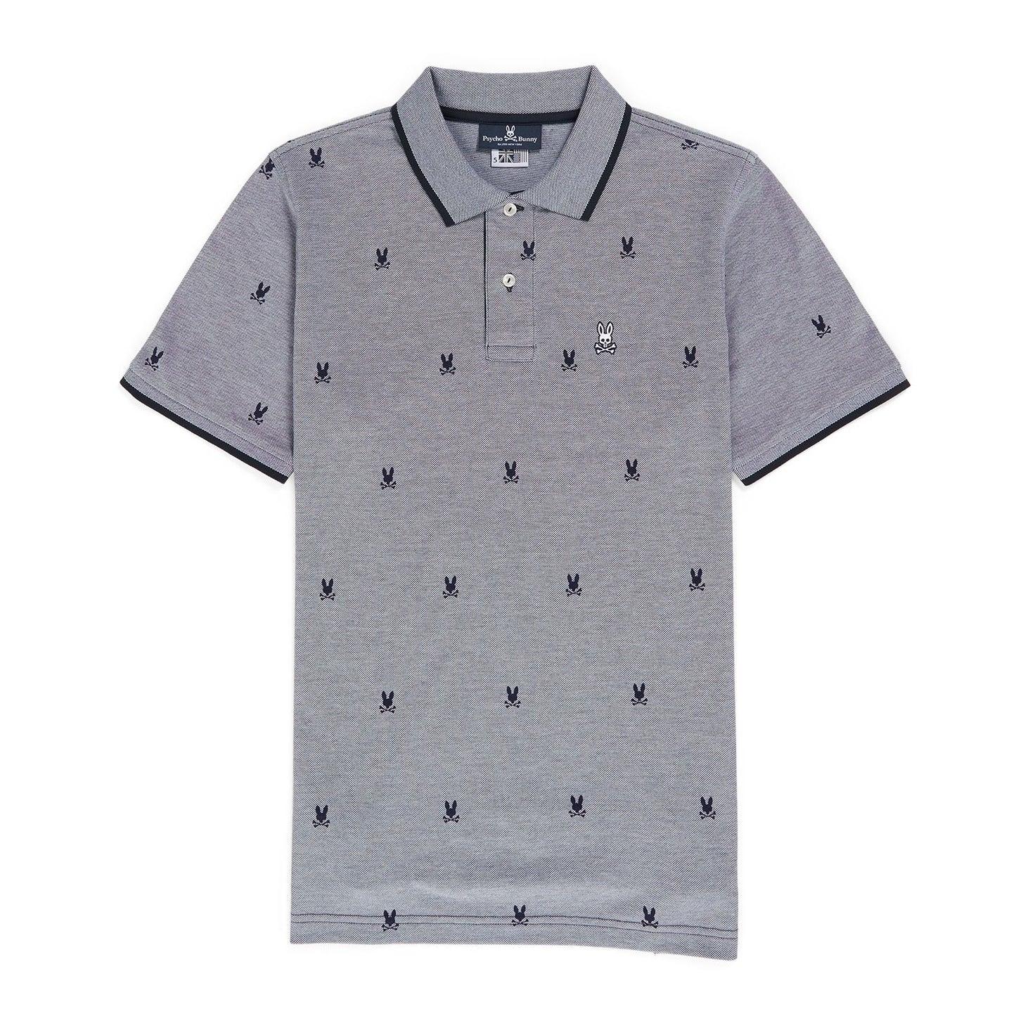 Psycho Bunny Mens Birdseye Printed Polo - Navy