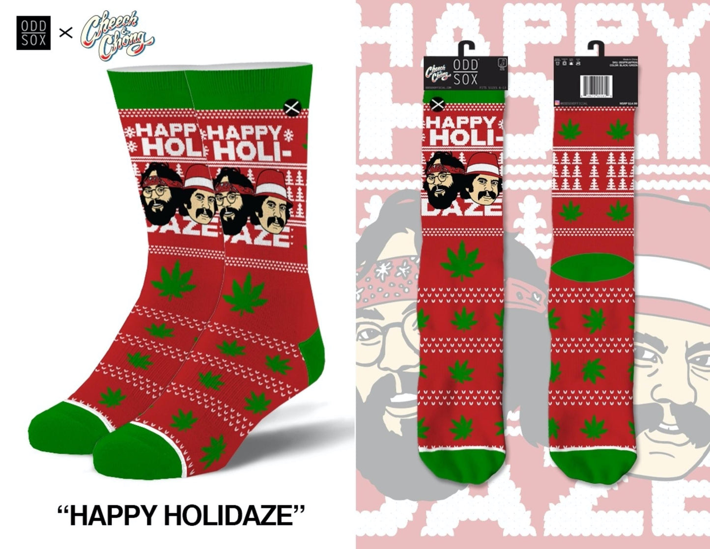 Odd Sox Cheech & Chong Sweater - Mens Crew Straight Socks