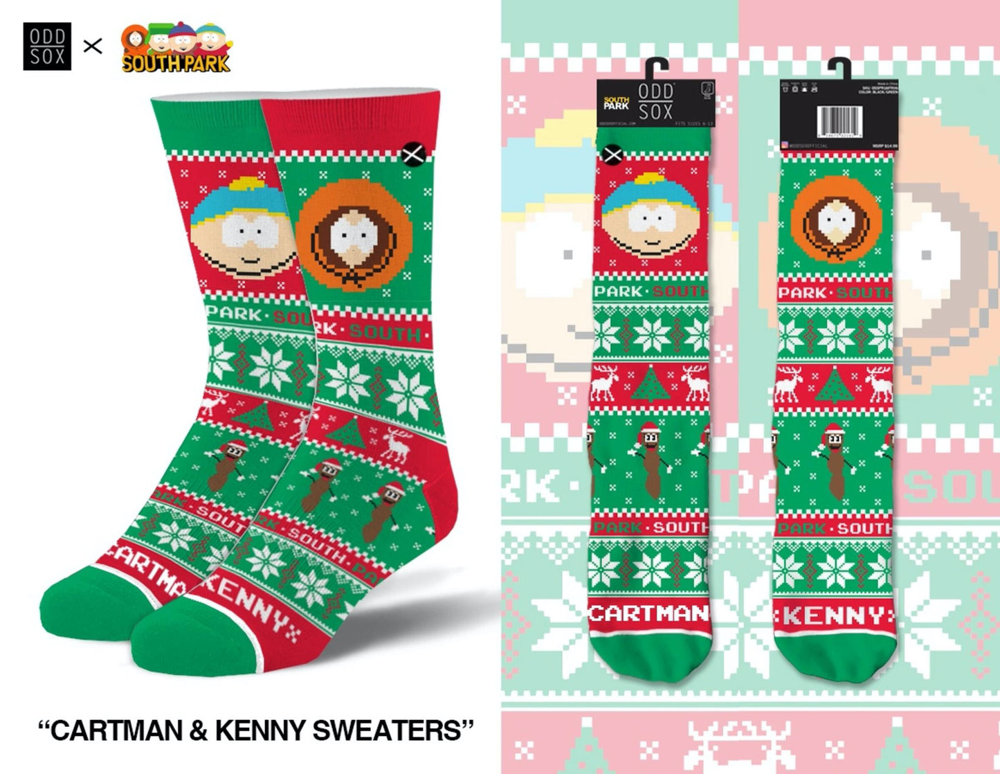 Odd Sox Cartman & Kenny Sweater Crew Socks