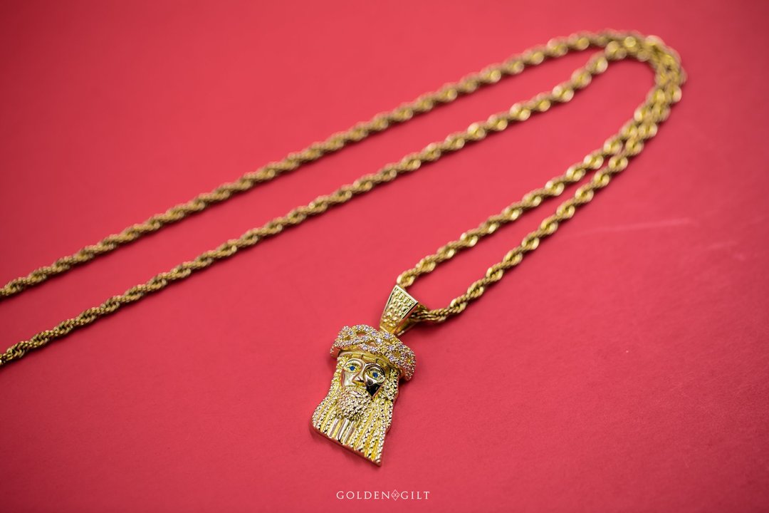 Golden Gilt Jesus Piece Necklace Gold Golden Gilt Mini Jesus