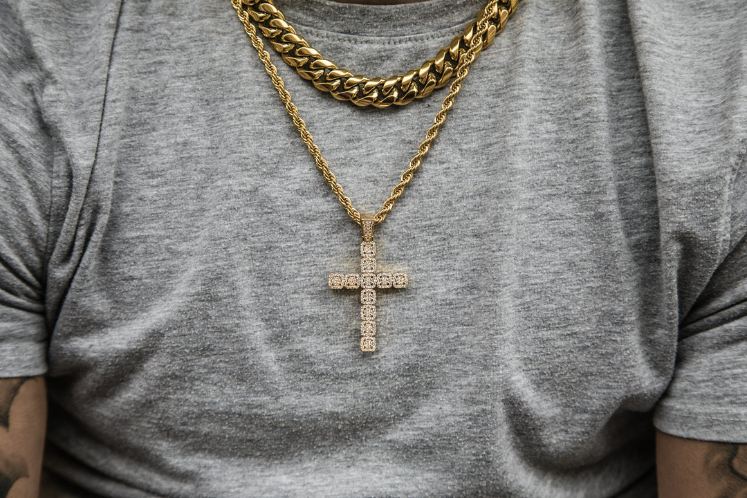 Golden Gilt Clustered Cross Necklace
