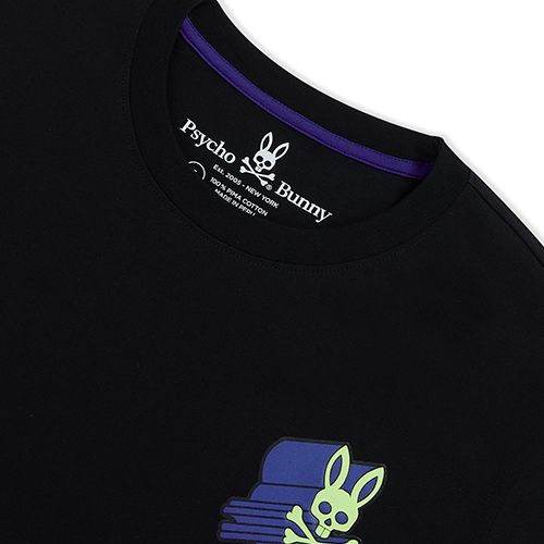 Psycho Bunny Mens Asher Chest Logo Tee - Black