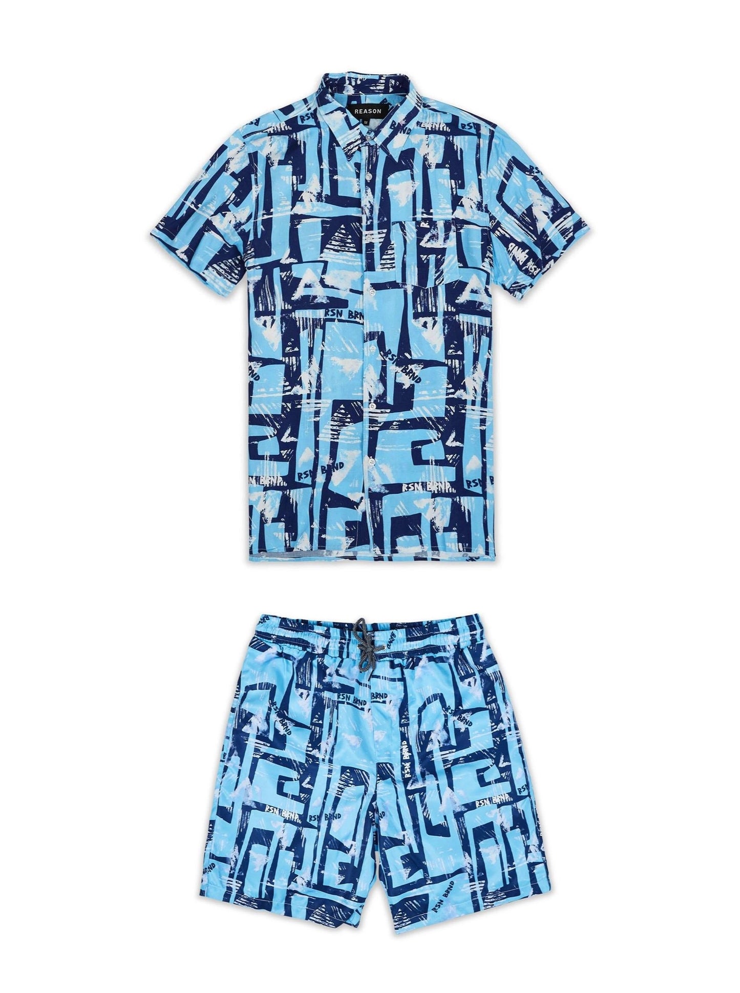 Reason Aqua Button Down and Shorts Set