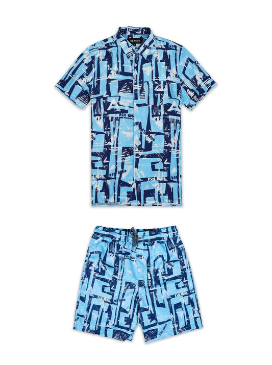 Reason Aqua Button Down and Shorts Set