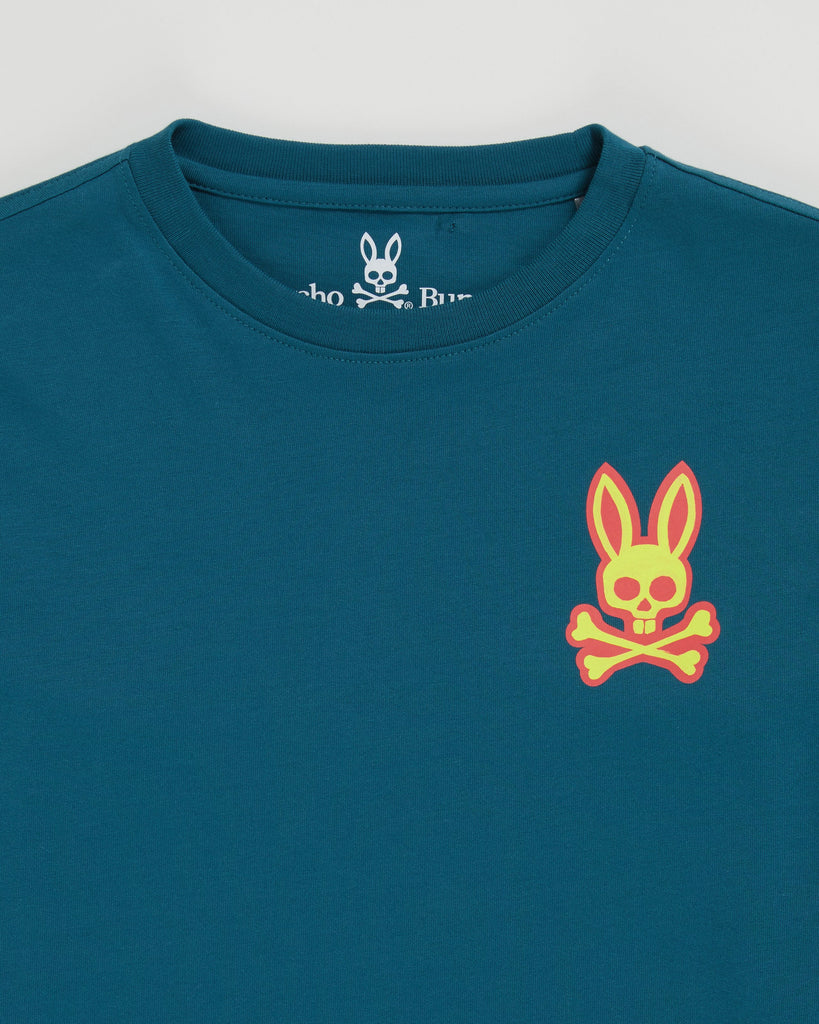 Psycho Bunny Bennett L/S Graphic Tee in Teal