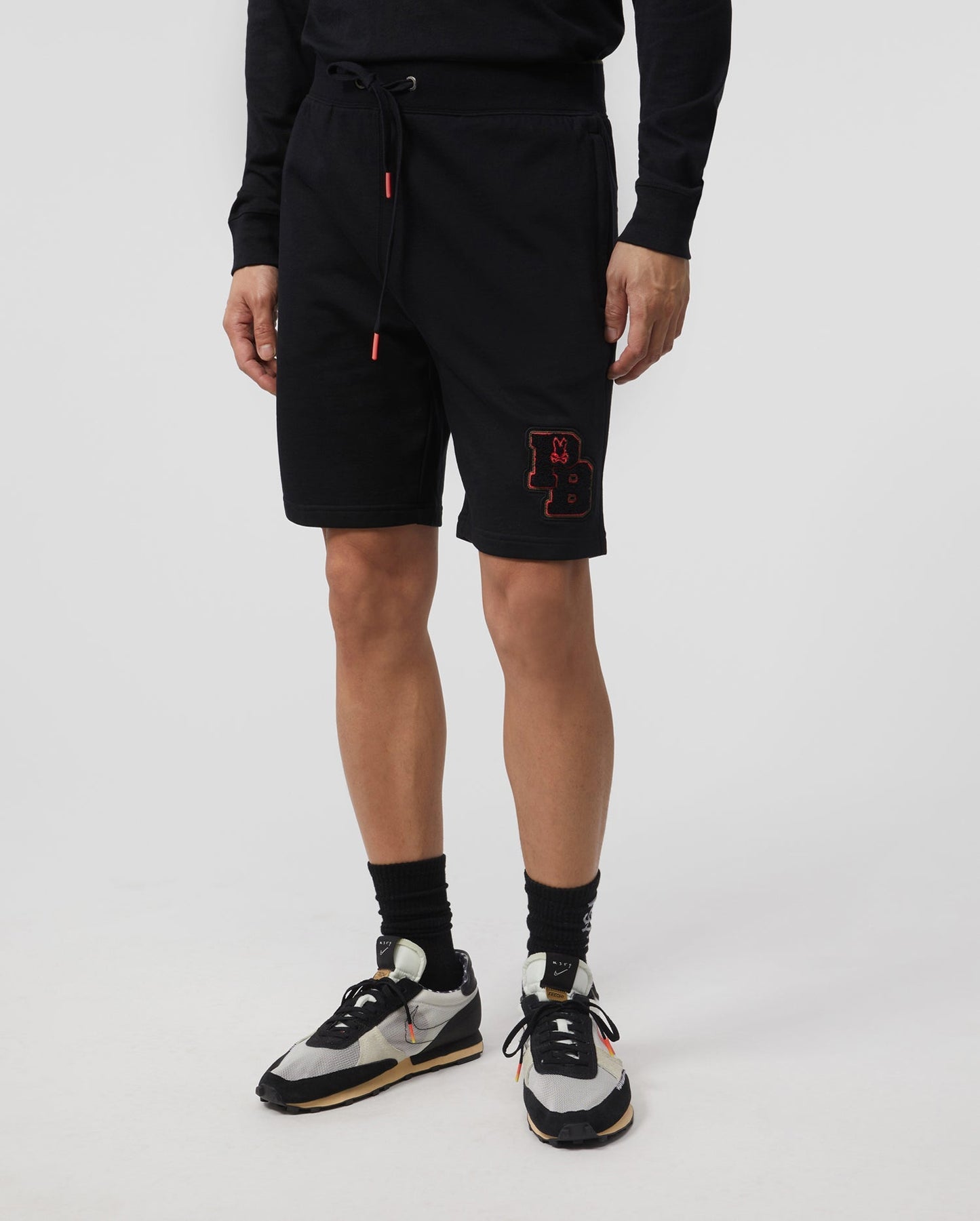 Psycho Bunny Mens Patchin Chenille Sweat Shorts - Black