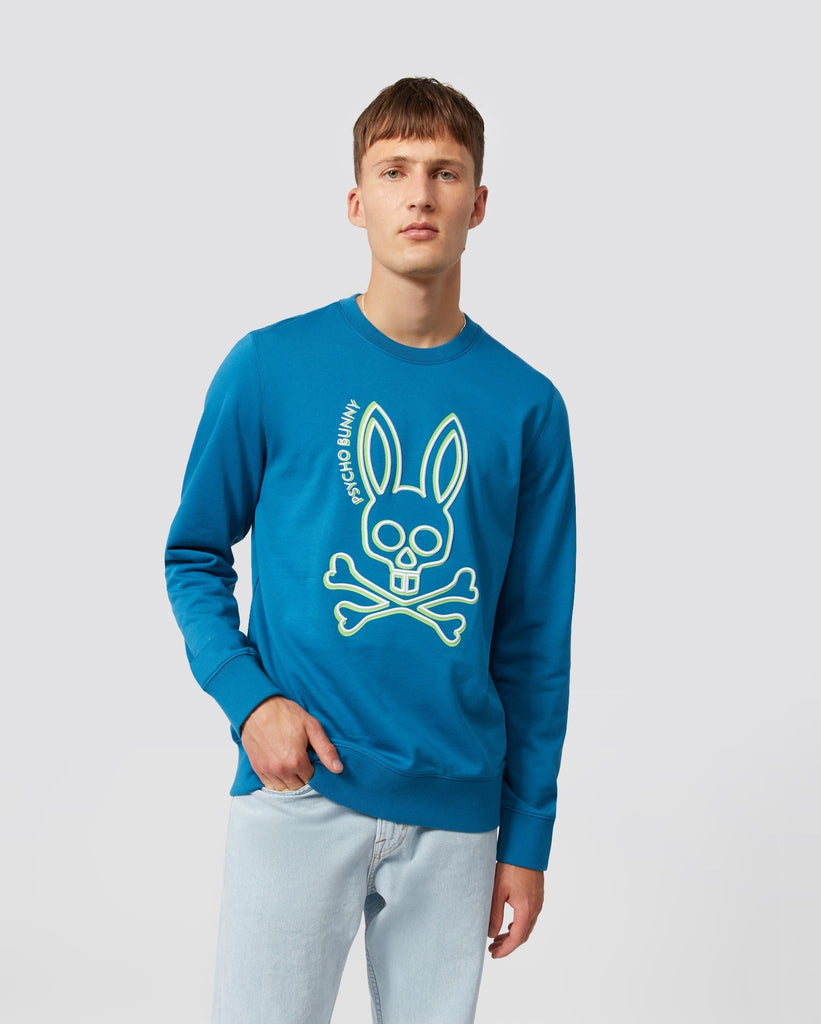 Psycho Bunny Mens Gresham Embroidered Sweat Shirt - Aegean Sea