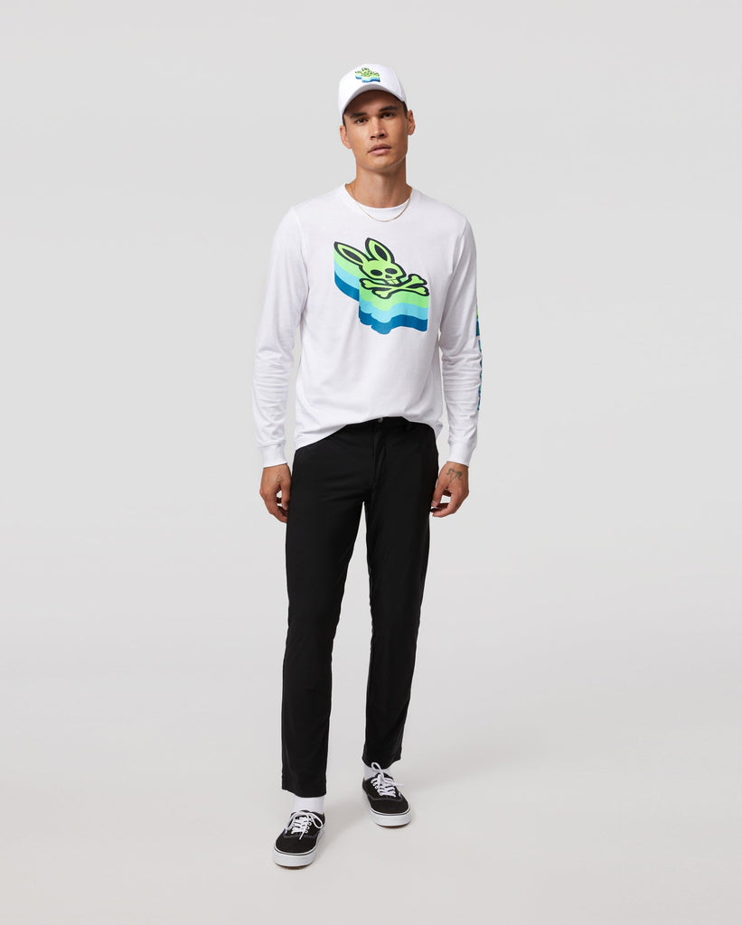 Psycho Bunny Mens Dalles L/S Graphic Tee - White