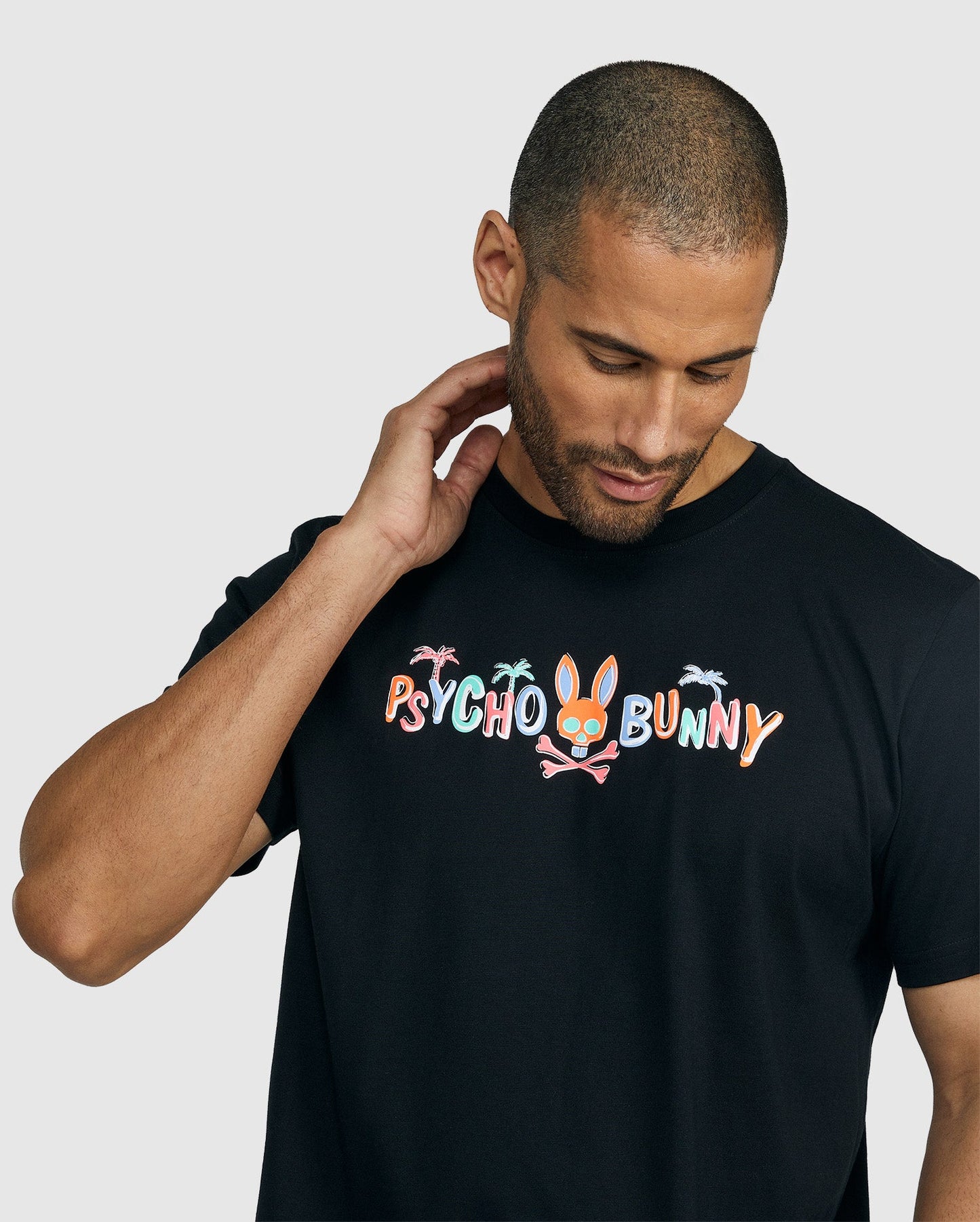 Psycho Bunny Mens Jackson Hand Drawn Tee - Black