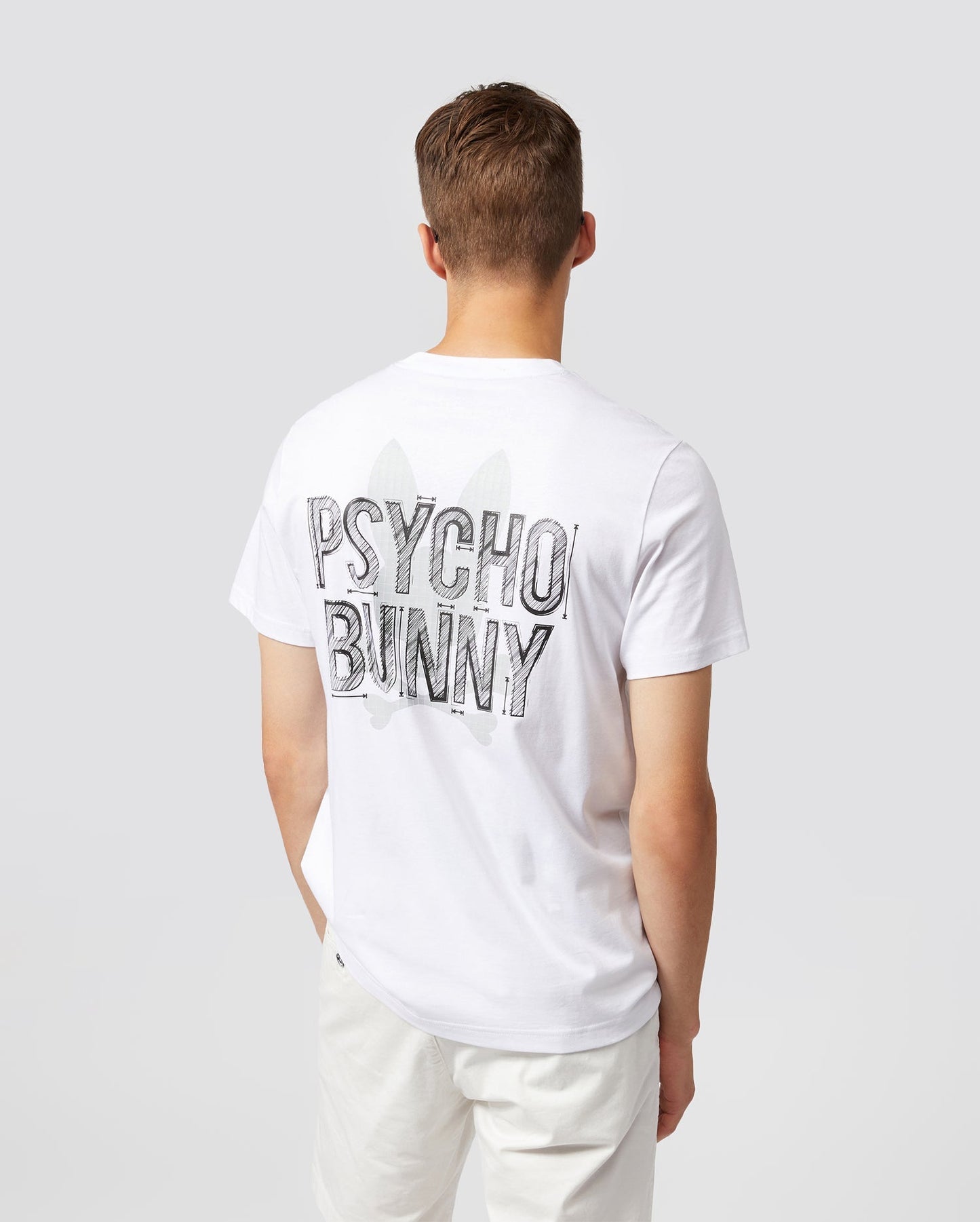 Psycho Bunny Mens Depoe Back Graphic Tee - White