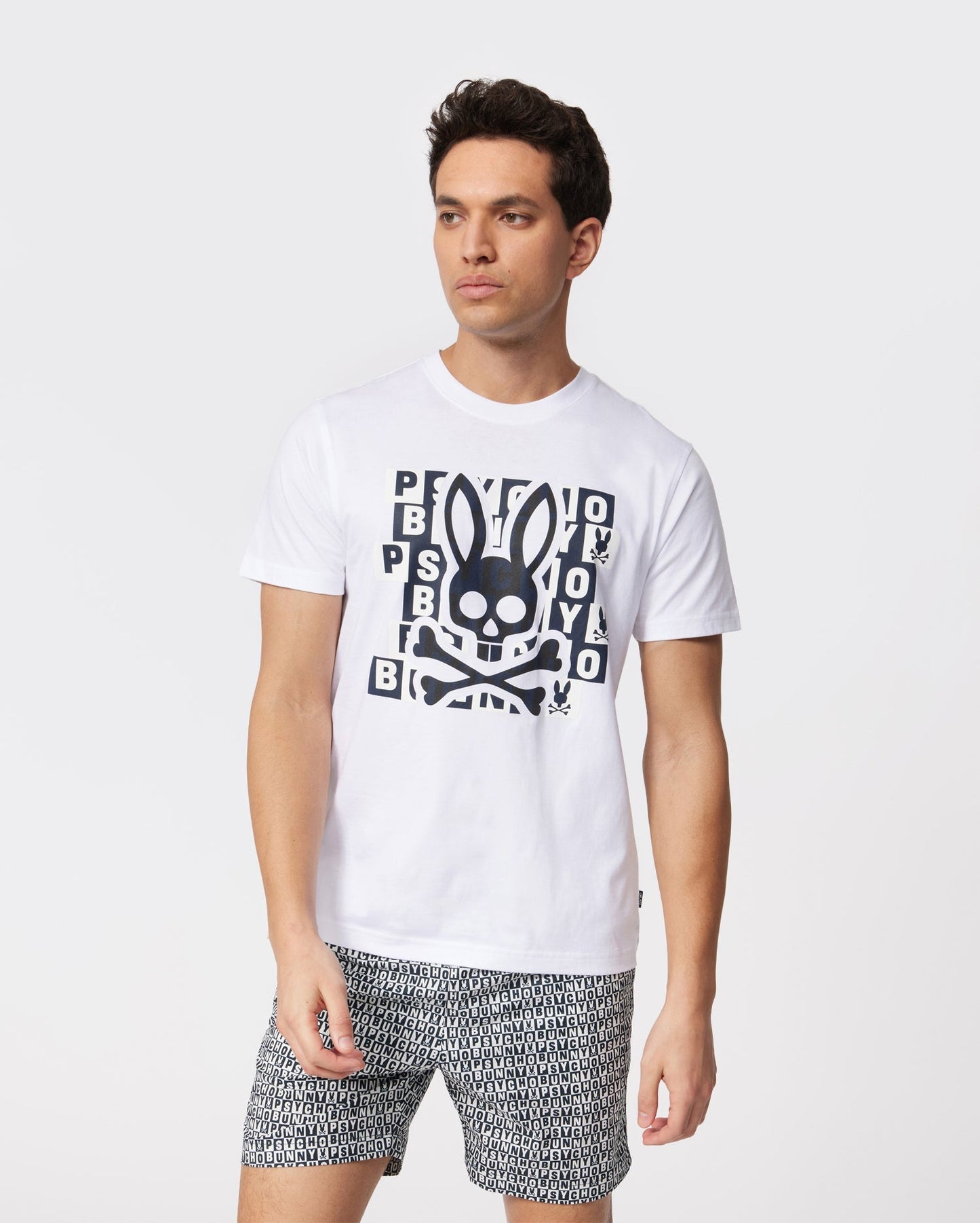 Psycho Bunny Mens Hamming Bunny Graphic Tee - White