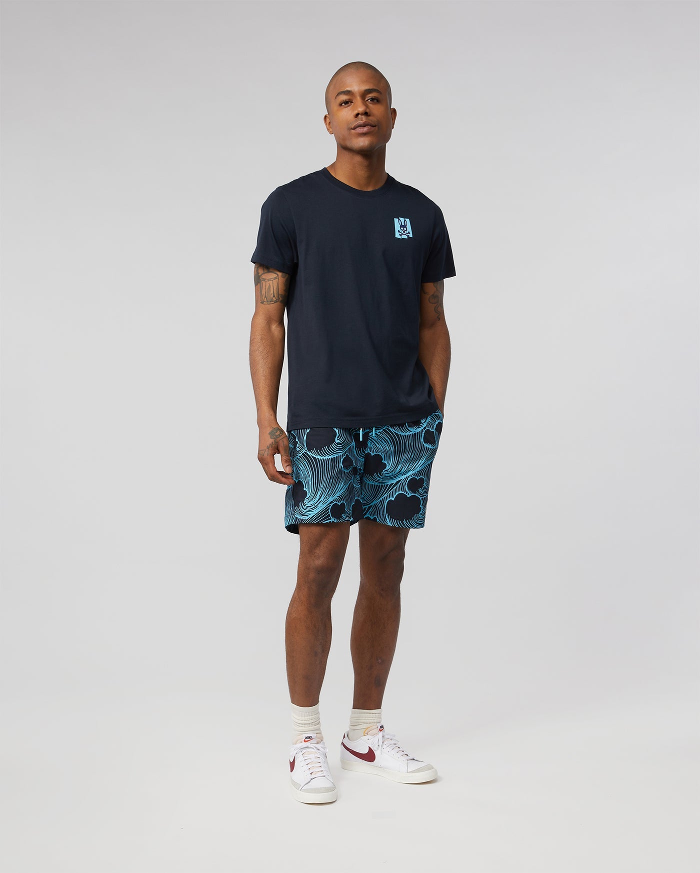 Psycho Bunny Mens Thames Two Sided Graphic Tee - Navy