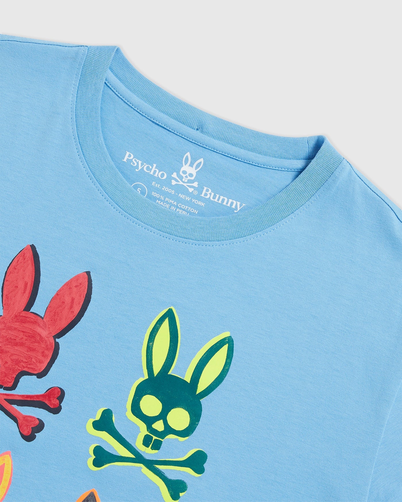 Psycho Bunny Bennett Multi Bunny Graphic Tee in Glacial Blue
