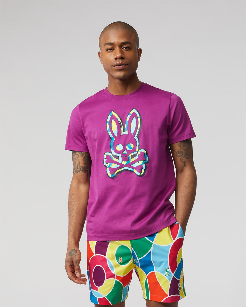 Psycho Bunny Mens Ash Graphic Tee - Summer Plum