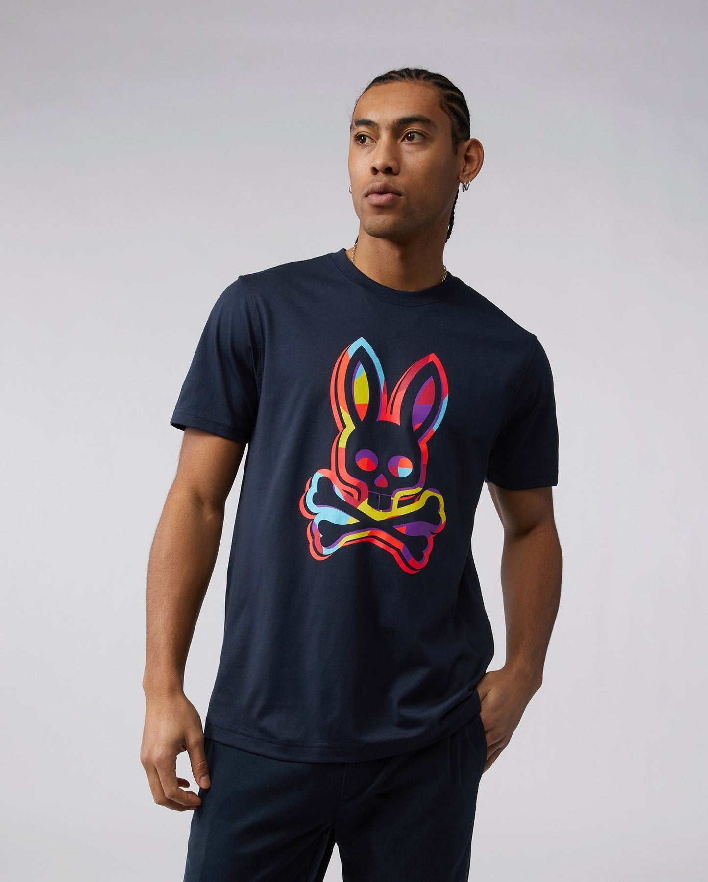 Psycho Bunny Mens Binns Graphic Tee - Navy