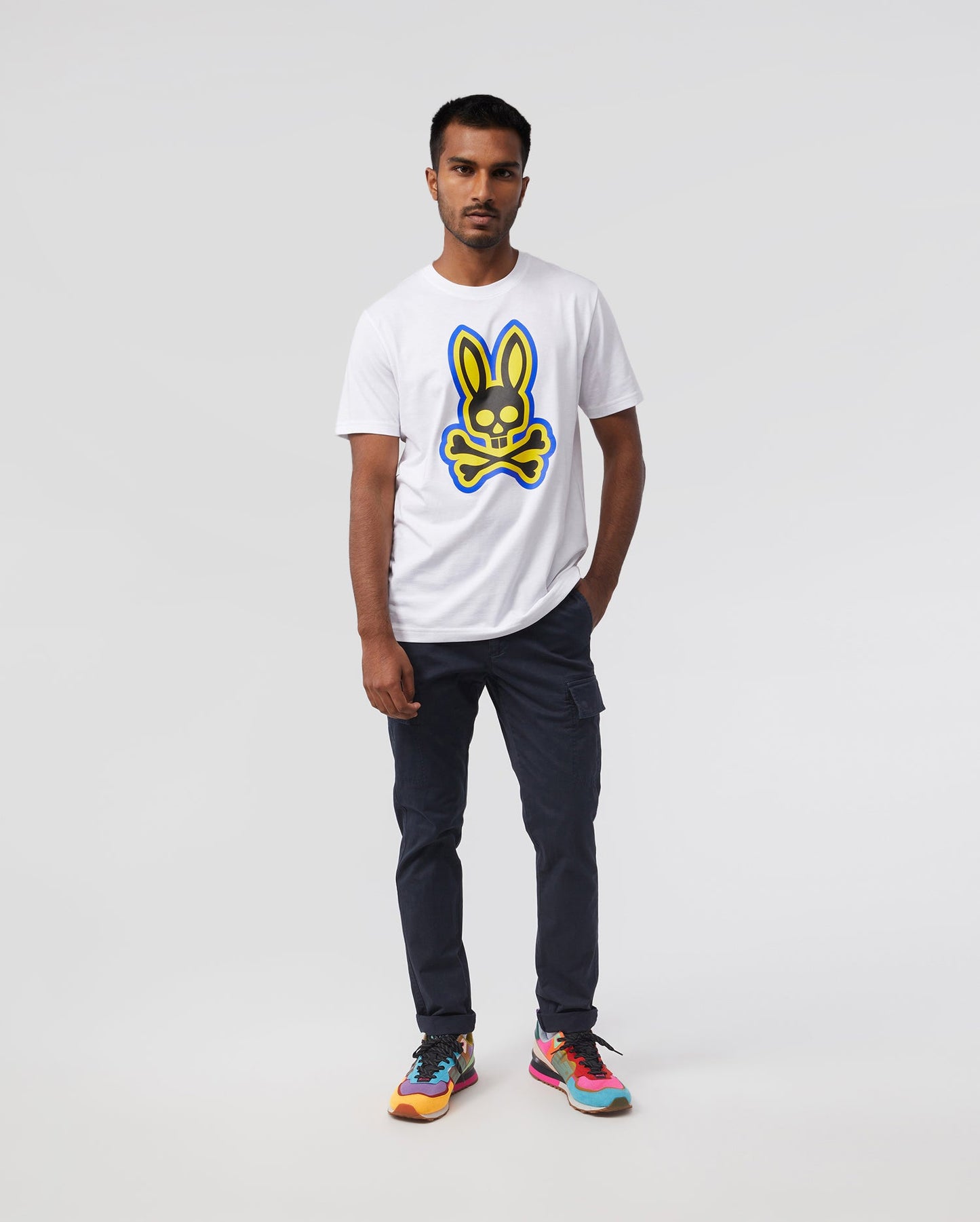 Psycho Bunny Mens Patchin Graphic Tee - White