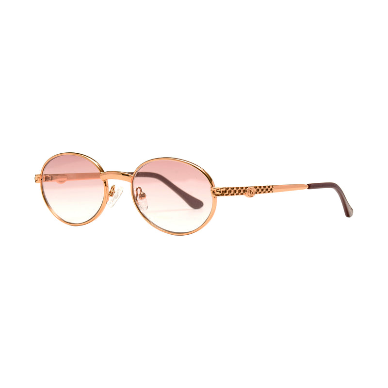 Prolific Gold Oval Frame Sunglasses - Light Pink